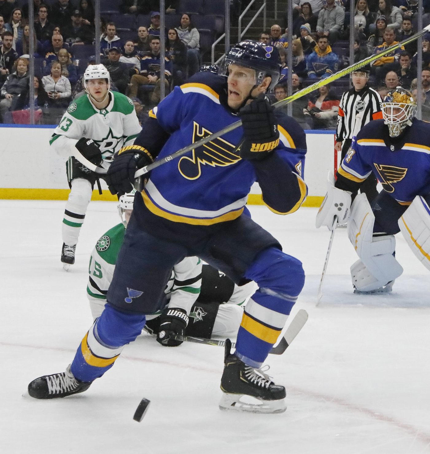 The Blues take on the Stars at Enterprise Center